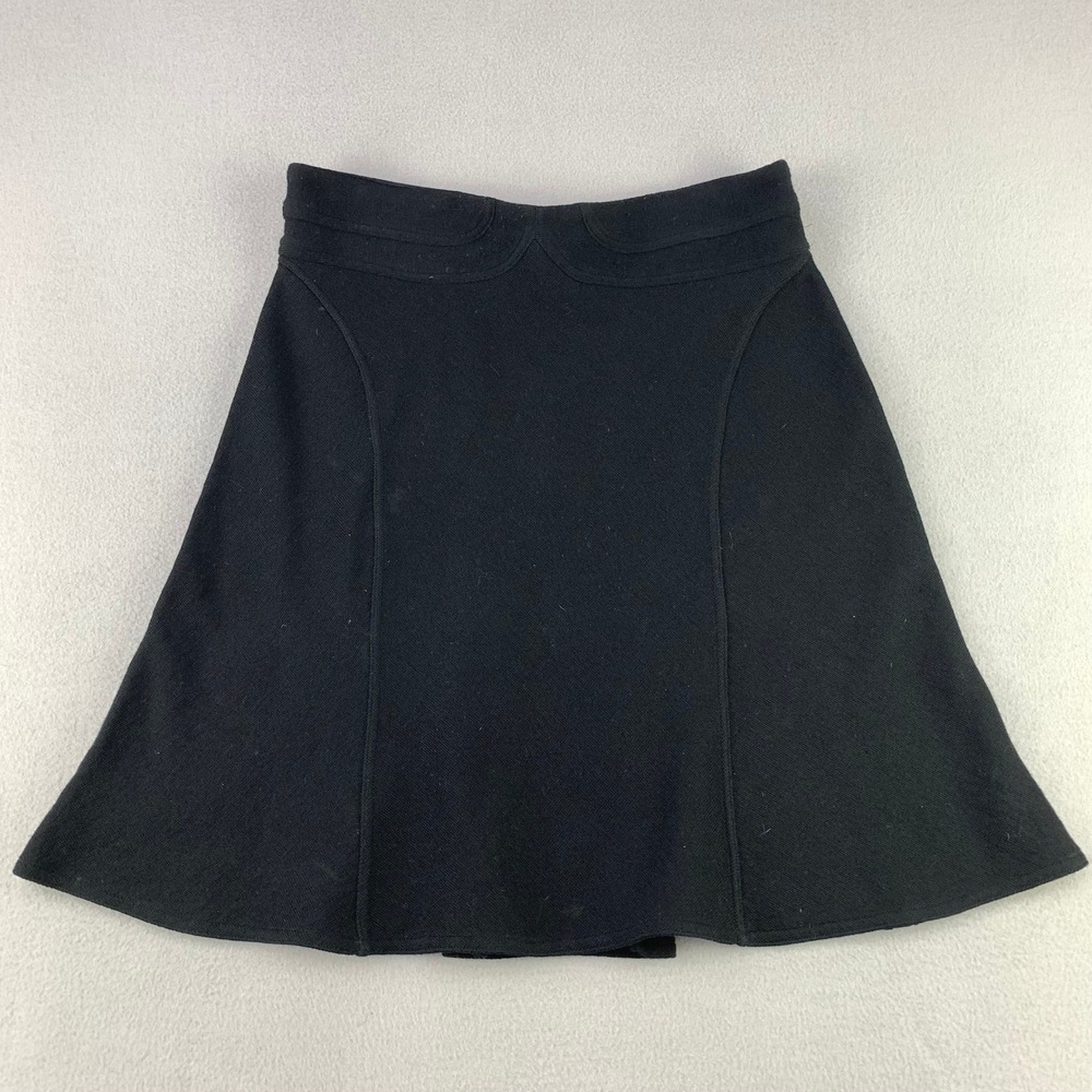 anthropologie LEIFSDOTTIR Mini Skirt Womens 4 Black Wool A-Line Pleated Preppy